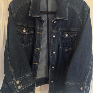 Beautiful Chico's Denim Jean Jacket with Rhinestone buttons - Chicos Size 3